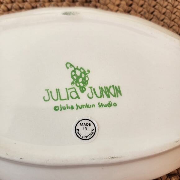 Julia Junkin oval appetizer plates set of 2 Cream w/ black olive & branch print - Picture 8 of 8